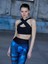 Mavi Geometrik Desen Spor Tayt 4