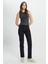 Straight Fit Düz Kesim Yüksek Bel Düz Paça Siyah Jean Kot Pantolon 1