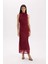 Bodycon Vücudu Saran Yarım Balıkçı Yaka Basic Düz Tül Kolsuz Maxi Abiye Elbise C3519AX24AU 3