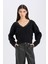 Oversize Geniş Kalıp V Yaka Triko Kazak E2309AX24WN 4