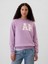 Kadın Mor Logo Bisiklet Yaka Fleece Sweatshirt 1