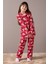 Kırmızı Ayıcıklı Ekose Desen Kız Çocuk Düğmeli Pijama Takımı 19855 1