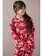 Kırmızı Ayıcıklı Ekose Desen Kız Çocuk Düğmeli Pijama Takımı 19855 2