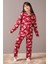 Kırmızı Ayıcıklı Ekose Desen Kız Çocuk Düğmeli Pijama Takımı 19855 3