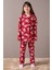 Kırmızı Ayıcıklı Ekose Desen Kız Çocuk Düğmeli Pijama Takımı 19855 4