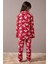 Kırmızı Ayıcıklı Ekose Desen Kız Çocuk Düğmeli Pijama Takımı 19855 5