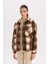 Oversize Geniş Kalıp Kareli Flanel Uzun Kollu Gömlek E0572AX24WN 4