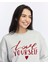 Kadife Love Yourself Desenli Gri Melanj Yumuşak Dokulu Regular Fit Bisiklet Yaka Kadın Sweatshirt 3