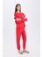 Fall in Love Yılbaşı Temalı Pİjama Takımı Uzun Kollu Üst Esnek Belli Uzun Alt D2290AX24WN 2