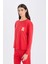 Fall in Love Yılbaşı Temalı Pİjama Takımı Uzun Kollu Üst Esnek Belli Uzun Alt D2290AX24WN 3