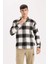 Regular Fit Polo Yaka Kareli Flanel Uzun Kollu Gömlek D5835AX24AU 4