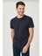 Erkek %100 Pamuk Slim Fit Dar Kesim Bisiklet Yaka Kısa Kollu Lacivert 2