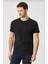 Erkek %100 Pamuk Slim Fit Dar Kesim Bisiklet Yaka Kısa Kollu Siyah 2