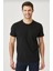 Erkek %100 Pamuk Slim Fit Dar Kesim Bisiklet Yaka Kısa Kollu Siyah 3