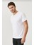 Erkek %100 Pamuk Slim Fit Dar Kesim Bisiklet Yaka Kısa Kollu Beyaz 1