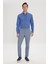 ALTINYILDIZ CLASSICS Erkek Koyu Mavi-Mavi Slim Fit Dar Kesim Yan Cepli Desenli Beli Lastikli Pantolon 2