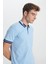 AC&Co / Altınyıldız Classics Erkek Açık Mavi Slim Fit Dar Kesim %100 Pamuk Kıvrılmaz Polo Yaka Tişört 5