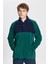 Erkek Yeşil-lacivert Standart Fit Normal Kesim Dik Bato Yaka Desenli Polar Sweatshirt 2