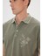 ALTINYILDIZ CLASSICS Erkek Haki Slim Fit Dar Kesim %100 Pamuk Baskılı Polo Yaka Tişört 3