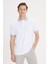 Erkek Beyaz Slim Fit Dar Kesim %100 Pamuk Kıvrılmaz Polo Yaka Tişört 1