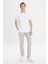 Erkek Beyaz Slim Fit Dar Kesim %100 Pamuk Kıvrılmaz Polo Yaka Tişört 4