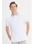 Erkek Beyaz Slim Fit Dar Kesim %100 Pamuk Kıvrılmaz Polo Yaka Tişört 6