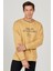 Erkek Hardal Oversize Bol Kesim Içi Polarlı 3 Iplik Bisiklet Yaka Pamuklu Sweatshirt 2
