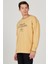 Erkek Hardal Oversize Bol Kesim Içi Polarlı 3 Iplik Bisiklet Yaka Pamuklu Sweatshirt 3