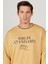 Erkek Hardal Oversize Bol Kesim Içi Polarlı 3 Iplik Bisiklet Yaka Pamuklu Sweatshirt 4