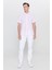Erkek Pembe Slim Fit Dar Kesim Gizli Düğmeli Yaka %100 Pamuk Gofre Desenli Kısa Kollu Gömlek 1