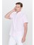 Erkek Pembe Slim Fit Dar Kesim Gizli Düğmeli Yaka %100 Pamuk Gofre Desenli Kısa Kollu Gömlek 2