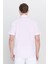 Erkek Pembe Slim Fit Dar Kesim Gizli Düğmeli Yaka %100 Pamuk Gofre Desenli Kısa Kollu Gömlek 5