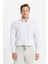 Pamuklu Slim Fit Dar Kesim Düğmeli Yaka Çizgili Beyaz-Bej Gömlek 1
