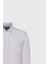 Pamuklu Slim Fit Dar Kesim Düğmeli Yaka Çizgili Beyaz-Bej Gömlek 9