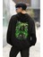 Unisex Metallica Green Skull Sırt Baskılı Kapüşonlu Sweatshirt, Oversize Rock Band Baskılı Hoodie 3