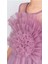Uzun Etekli , Askılı Kız Cocuk Gül Motif Abiye Elbise M00670 2