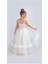 Uzun Etekli , Askılı Kız Cocuk Gül Motif Abiye Elbise M00670 3