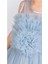 Uzun Etekli , Askılı Kız Cocuk Gül Motif Abiye Elbise M00670 3