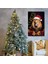Tekli Dikey Kanvas Duvar Tablosu Yılbaşı si Noel Baba Kostümlü Aslan 1