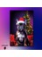 Tekli Dikey Kanvas Duvar Tablosu Yılbaşı si Noel Baba Kostümlü French Bulldog 3