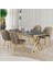 Rigel Serisi 80x130 Lak Panel Siyah Mermer Desen Masa Takımı Gold Ayaklı 4 Sandalye 1