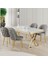 Rigel Serisi 80x130 Lak Panel Beyaz Mermer Desen Masa Takımı Gold Ayaklı 4 Sandalye 1