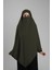 Haki Pratik Hazır Geçmeli Tesettür Eşarp Krep Bağcıklı Sufle Hijab 2313_09 3