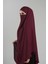 Bordo Pratik Hazır Geçmeli Tesettür Eşarp Krep Bağcıklı Sufle Hijab 2313_16 2
