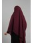 Bordo Pratik Hazır Geçmeli Tesettür Eşarp Krep Bağcıklı Sufle Hijab 2313_16 5