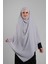 Gri Pratik Hazır Geçmeli Tesettür Eşarp Krep Bağcıklı Sufle Hijab 2313_15 2