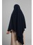 Lacivert Pratik Hazır Geçmeli Tesettür Eşarp Krep Bağcıklı Sufle Hijab 2313_02 4