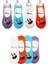 Kadın Babet Çok Renkli Çorap Pamuklu Gülen Yüz Desenli Görünmez Kaydırmaz Topuk Silikonlu 4'lü Paket 1