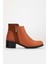 Kadın Deri Nubuk Detaylı Kısa Topuklu Bilek Bot - Taba 3