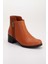 Kadın Deri Nubuk Detaylı Kısa Topuklu Bilek Bot - Taba 4